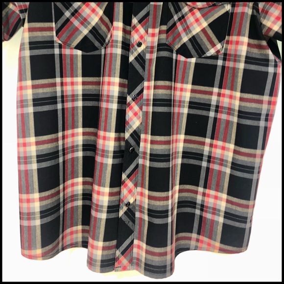 TheNorthFaceππXL Short Sleeve Flannel with 2 pockets snaps Red Gold Black - Picture 4 of 16